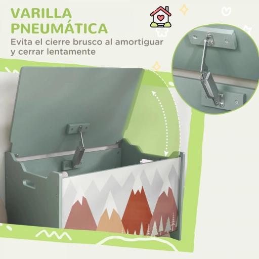 Cajas de Juguetes para Niños de 3 a 8 Años Cajas de Almacenamiento con 2 Asas y Estampado de Osos 60x37x39 cm Verde [3]