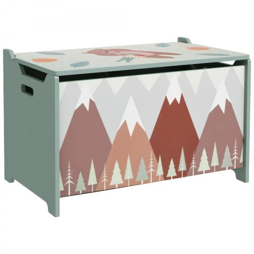 Cajas de Juguetes para Niños de 3 a 8 Años Cajas de Almacenamiento con 2 Asas y Estampado de Osos 60x37x39 cm Verde [5]