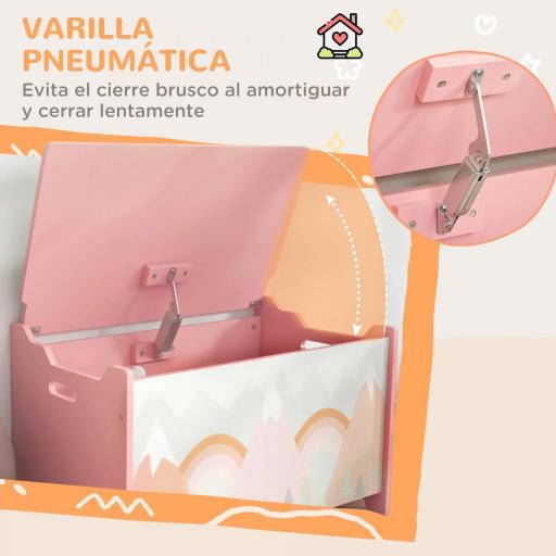 Cajas de Juguetes para Niños de 3 a 8 Años Cajas de Almacenamiento con 2 Asas y Estampado de Zorro 60x37x39 cm Rosa [3]