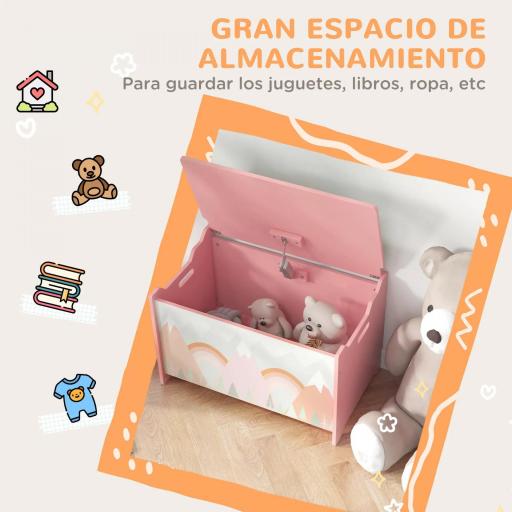 Cajas de Juguetes para Niños de 3 a 8 Años Cajas de Almacenamiento con 2 Asas y Estampado de Zorro 60x37x39 cm Rosa [4]