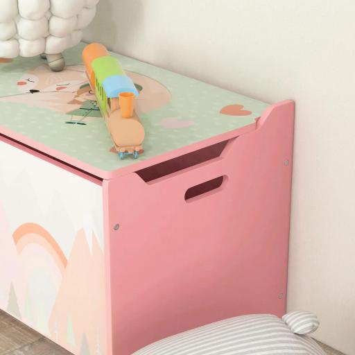 Cajas de Juguetes para Niños de 3 a 8 Años Cajas de Almacenamiento con 2 Asas y Estampado de Zorro 60x37x39 cm Rosa [6]