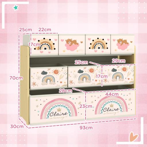 Organizador de Juguetes Infantil Estantería para Juguetes con 9 Cestas de Tela no Tejida Extraíbles 93x30x70 cm Amarillo [2]