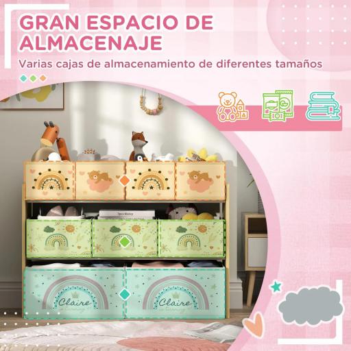 Organizador de Juguetes Infantil Estantería para Juguetes con 9 Cestas de Tela no Tejida Extraíbles 93x30x70 cm Amarillo [3]