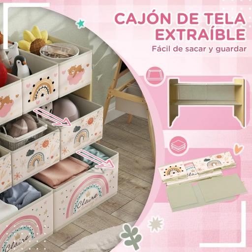 Organizador de Juguetes Infantil Estantería para Juguetes con 9 Cestas de Tela no Tejida Extraíbles 93x30x70 cm Amarillo [6]