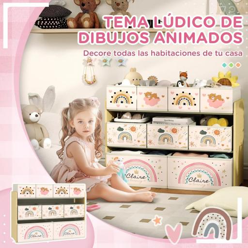 Organizador de Juguetes Infantil Estantería para Juguetes con 9 Cestas de Tela no Tejida Extraíbles 93x30x70 cm Amarillo [1]