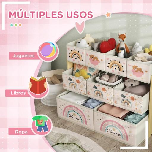 Organizador de Juguetes Infantil Estantería para Juguetes con 9 Cestas de Tela no Tejida Extraíbles 93x30x70 cm Amarillo [4]