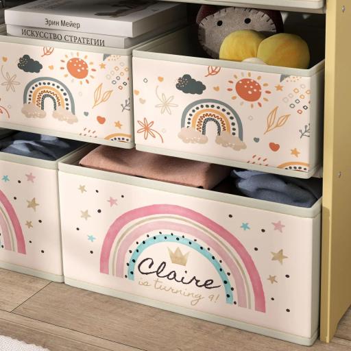 Organizador de Juguetes Infantil Estantería para Juguetes con 9 Cestas de Tela no Tejida Extraíbles 93x30x70 cm Amarillo [5]