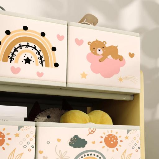 Organizador de Juguetes Infantil Estantería para Juguetes con 9 Cestas de Tela no Tejida Extraíbles 93x30x70 cm Amarillo [7]