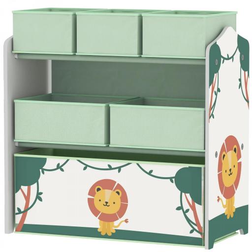 Estantería Infantil para Juguetes de 3 Niveles con 6 Cajas Extraíbles de Tela no Tejida para Guardería 63x30x66 cm Verde [10]