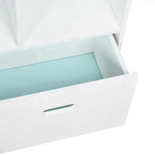 Estantería de Madera Infantil Forma de Casa Librería para Niños con 8 Compartimentos Abiertos y Cajón de 2 Colores 82x30x126 cm Blanco [7]