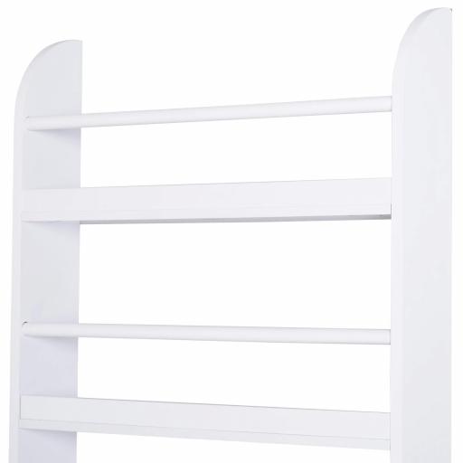 Estantería de Pared de Libros con 4 Estantes Librería Infantil para Hogar Oficina Carga 30kg 59x12x113cm Blanco [9]