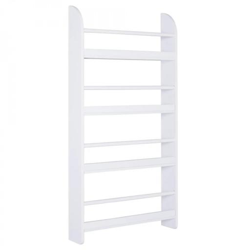 Estantería de Pared de Libros con 4 Estantes Librería Infantil para Hogar Oficina Carga 30kg 59x12x113cm Blanco [4]