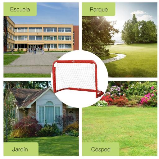 Mini Porterías de Fútbol Plegables Set de 2 Porterías de Exterior para Niños y Adultos 90x36x60 cm Rojo [3]