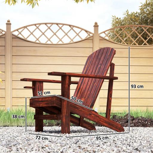 Silla Adirondack de Madera con Reposabrazos y Respaldo Alto para Terraza Balcón Exterior 72x95x93 cm Marrón [1]
