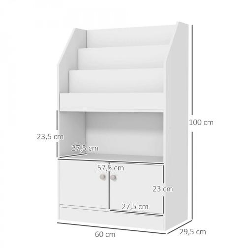 Estantería Infantil para Libros y Juguetes con 3 Compartimentos Verticales y Armario para +3 Años 60x29,5x100 cm Blanco [1]
