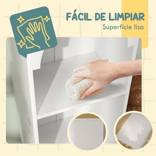 Estantería para Libros Infantil de 3 Niveles Estantería Infantil para Guarderías Habitación Infantil Blanco y Natural [2]