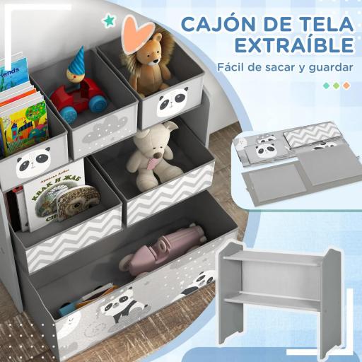 Organizador de Juguetes para Niños Estantería para Juguetes con 6 Cajas de Tela no Tejida Extraíbles 63x30x66 cm Gris [1]