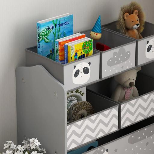 Organizador de Juguetes para Niños Estantería para Juguetes con 6 Cajas de Tela no Tejida Extraíbles 63x30x66 cm Gris [6]