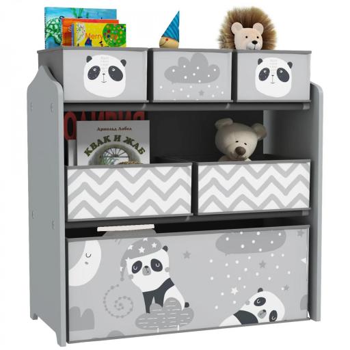 Organizador de Juguetes para Niños Estantería para Juguetes con 6 Cajas de Tela no Tejida Extraíbles 63x30x66 cm Gris [9]