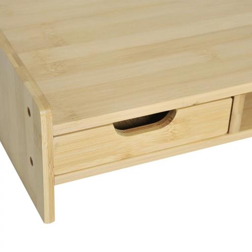 Soporte para Monitor de Bambú Organizador de Escritorio para Ordenador Portátil 49x25,5x11,5 cm Natural [5]