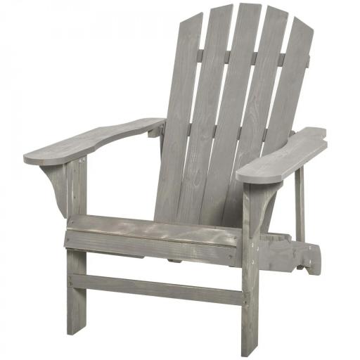 de Jardín Adirondack Asiento Extra Ancho Carga 150 kg para Patio Terraza Balcón 78x89x88 cm Gris Claro [8]