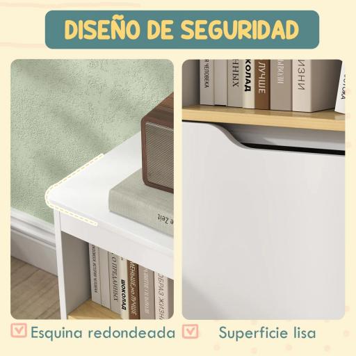 Estantería para Juguetes Infantil con 2 Cajones y Compartimento para Salón Dormitorio Sala de Juegos 80x30x45 cm Blanco [5]