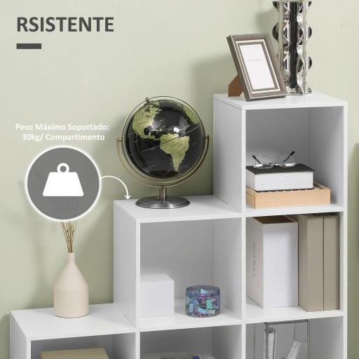 Estantería en Forma de Escalera Armario de Almacenamiento 6 Cubos Estantería de Pie Estante de Exposición 91.5x29.5x91.5cm Madera [2]