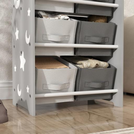 Estantería Infantil para Niños de +3 Años Estantería para Juguetes con 6 Cajas de Tela no Tejida 43x30x60 cm Gris  [7]