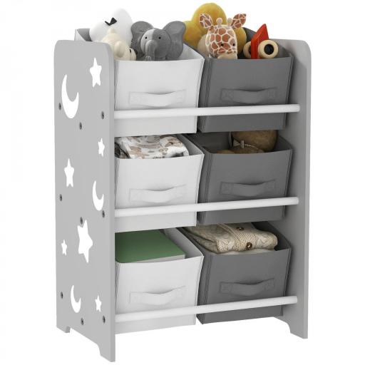 Estantería Infantil para Niños de +3 Años Estantería para Juguetes con 6 Cajas de Tela no Tejida 43x30x60 cm Gris  [8]