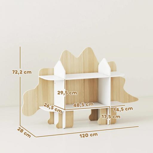 Biblioteca infantil mueble de almacenamiento para juguetes y libros 6 compartimentos 120x28x72,2cm madera natural [1]