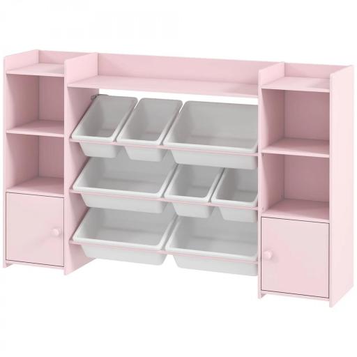 Estantería de almacenamiento infantil, estante para juguetes y libros, para un orden claro, 8 cajas extraíbles, Rosa  [5]