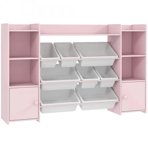 Estantería de almacenamiento infantil, estante para juguetes y libros, para un orden claro, 8 cajas extraíbles, Rosa  [6]