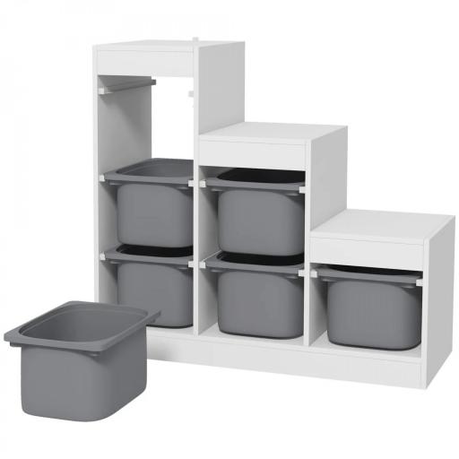 Mueble de Almacenamiento para Juguetes de Niños con 6 Contenedores Extraíbles, 3 Niveles de Almacenamiento, 96x38,5x90, Gris [6]