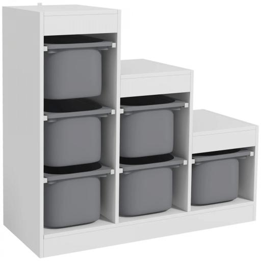 Mueble de Almacenamiento para Juguetes de Niños con 6 Contenedores Extraíbles, 3 Niveles de Almacenamiento, 96x38,5x90, Gris [5]
