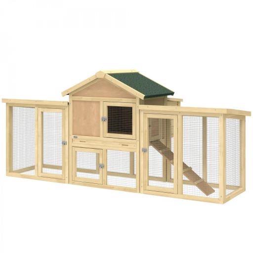 Gallinero para Exterior Grande de Madera 204x85x93 cm con Caja de Anidación Corral Bandeja Extraíble y Percha Natural [9]