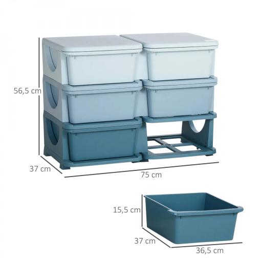 Caja de almacenamiento para niños, Caja de almacenamiento infantil, 3 cajones, Azul [6]