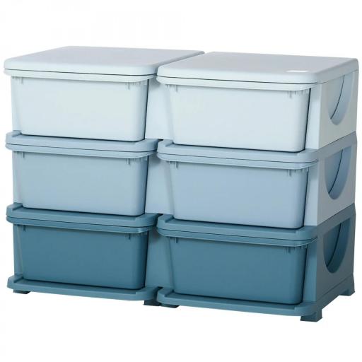 Caja de almacenamiento para niños, Caja de almacenamiento infantil, 3 cajones, Azul [5]