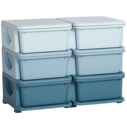 Caja de almacenamiento para niños, Caja de almacenamiento infantil, 3 cajones, Azul [2]