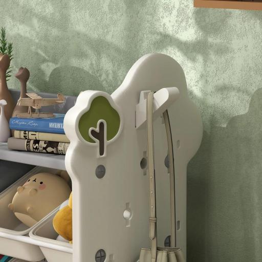  Estantería para niños con 9 contenedores para juguetes y libros, habitación de niños, guardería, plástico, Blanco Crema [2]
