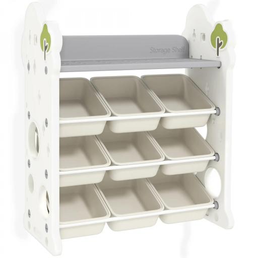  Estantería para niños con 9 contenedores para juguetes y libros, habitación de niños, guardería, plástico, Blanco Crema [5]