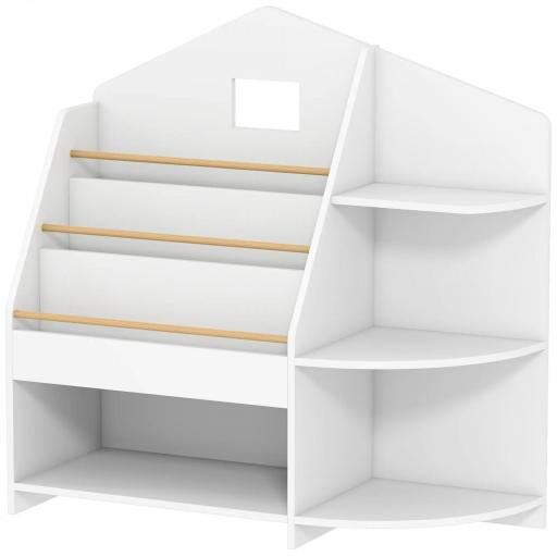 estantería infantil con 7 baldas para libros y juguetes, bordes redondeados, soporta 40 kg, Blanco [4]