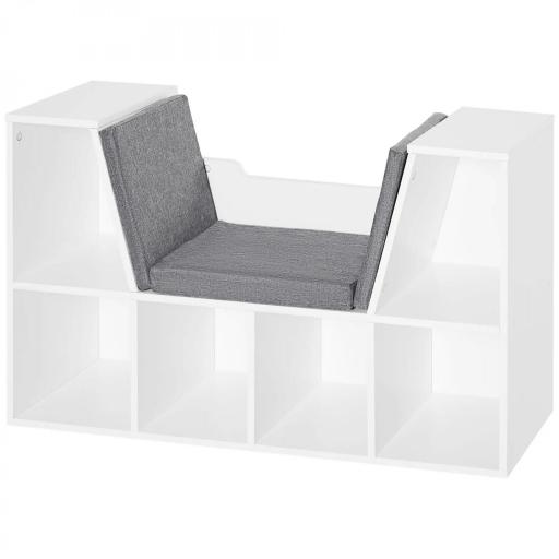 Estantería Librería con Asiento 6 Cubo Librería Original Infantil Zapatero con Cojín Estante con Banco Multiusos 102x30x61cm [2]