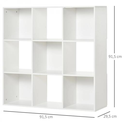 Estantería Librería 3 Niveles Armario de Almacenamiento 9 Cubos Estantería de Pie Separador de Habitación Estante de Exposición 91,5x29,5x91,5cm Madera [2]