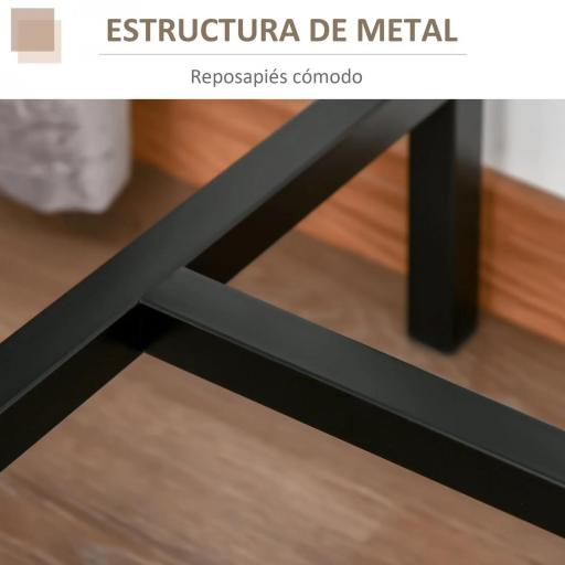 Set de Mesa de Bar y 2 Taburetes Estilo Industrial Marco de Metal para Cocina Salón Natural y Negro [6]