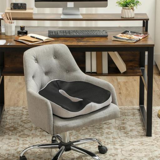 Cojín de Asiento de Espuma Viscoelástica con Base Antideslizante para Silla de Comedor Silla de Ruedas Negro [3]