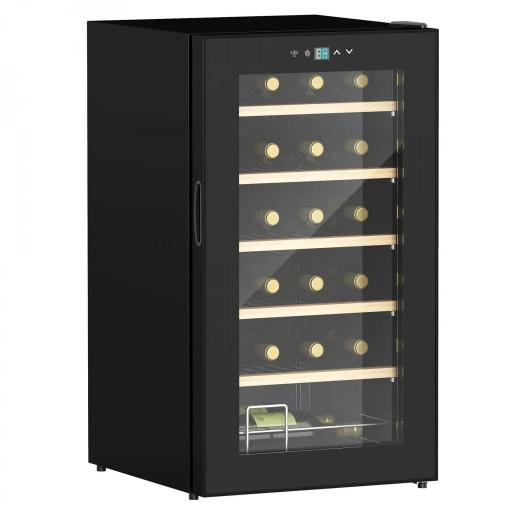 Nevera Vinos 24 Botellas 65L con Luz LED Interior Pantalla Táctil Puerta de Vidrio y 5 Estantes de Metal Negro [8]