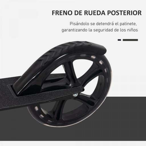 Patinete Plegable para Niños de 7-14 Años Scooter Infantil Manillar Ajustable en Altura de 4 Niveles con Freno 88x37x75-100 cm Negro [1]