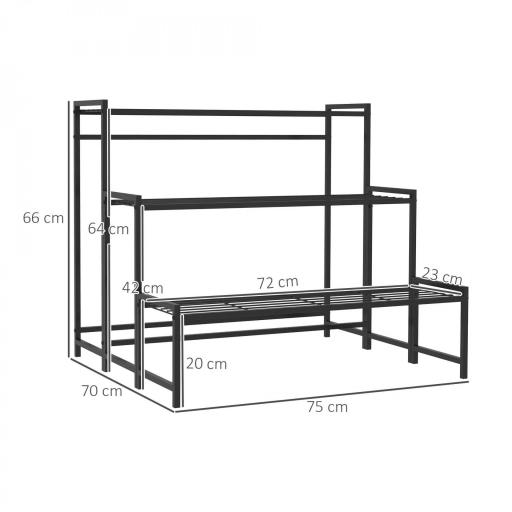 Soporte para Plantas de Tres Niveles con Diseño en Escalera y Estructura Metálica Resistente para Interior y Exterior [1]