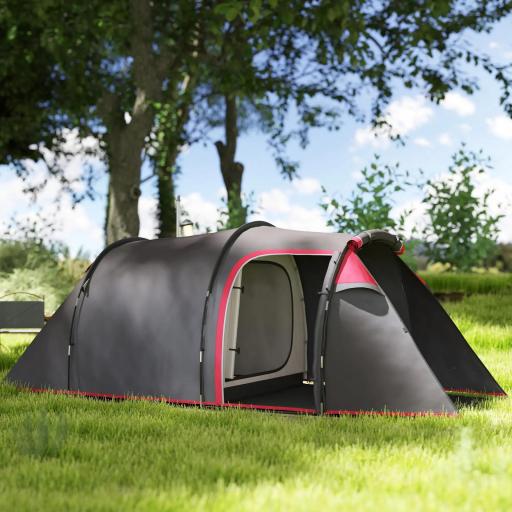 Tienda de Campaña Familiar 2-3 Personas Plegable Impermeable a Prueba de UV 20+ con Vestíbulo 426x206x154 cm Gris Oscuro [6]
