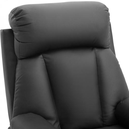 Sillón Relax Reclinable hasta 150° Tapizado en PU Butaca de Salón con Reposapiés Retráctil Respaldo Alto Resposabrazos para Dormitorio 80x97x107 cm Negro [7]